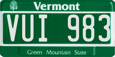 VT license plate VUI983