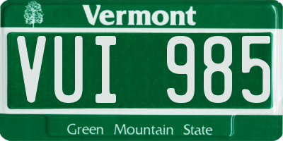 VT license plate VUI985