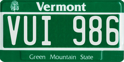 VT license plate VUI986