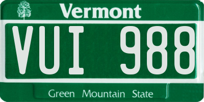VT license plate VUI988
