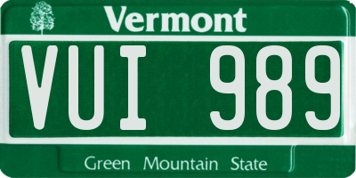 VT license plate VUI989