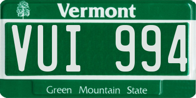 VT license plate VUI994
