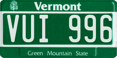 VT license plate VUI996