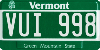 VT license plate VUI998
