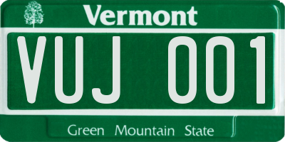 VT license plate VUJ001