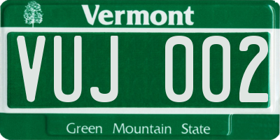 VT license plate VUJ002