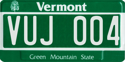 VT license plate VUJ004