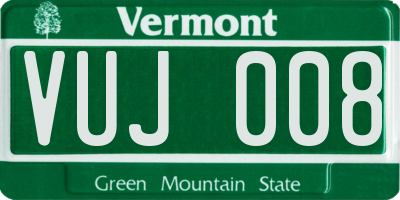 VT license plate VUJ008