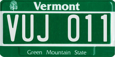 VT license plate VUJ011