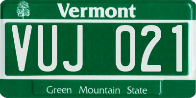 VT license plate VUJ021