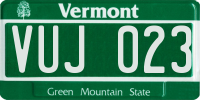 VT license plate VUJ023