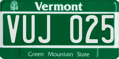 VT license plate VUJ025