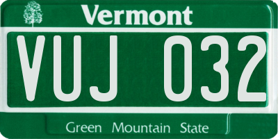 VT license plate VUJ032