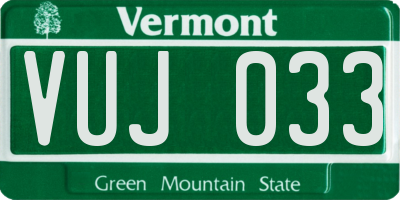 VT license plate VUJ033