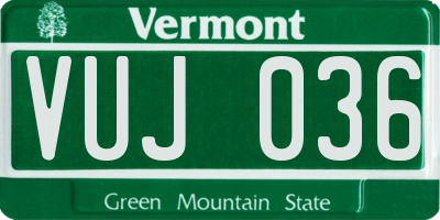 VT license plate VUJ036