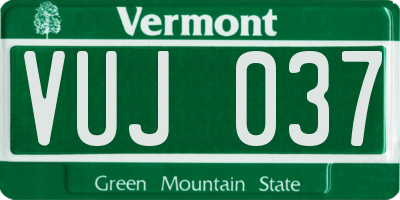 VT license plate VUJ037