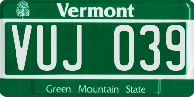 VT license plate VUJ039