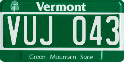 VT license plate VUJ043