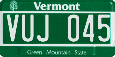 VT license plate VUJ045