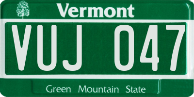 VT license plate VUJ047