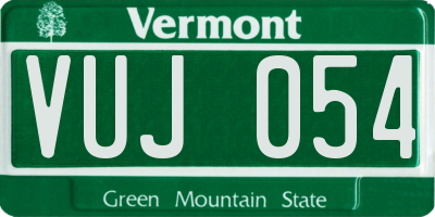 VT license plate VUJ054
