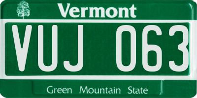 VT license plate VUJ063