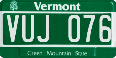VT license plate VUJ076