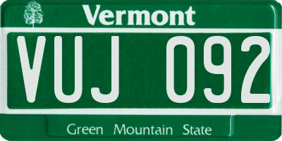 VT license plate VUJ092