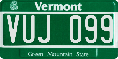 VT license plate VUJ099