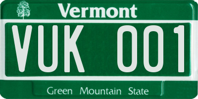 VT license plate VUK001