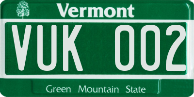 VT license plate VUK002