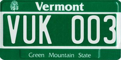 VT license plate VUK003