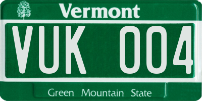 VT license plate VUK004