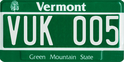 VT license plate VUK005