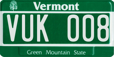 VT license plate VUK008
