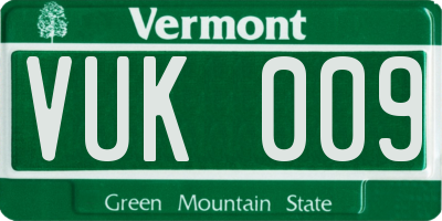 VT license plate VUK009