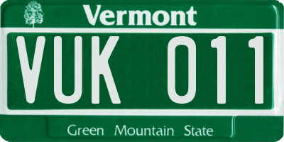 VT license plate VUK011
