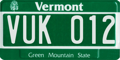 VT license plate VUK012