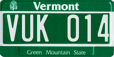 VT license plate VUK014