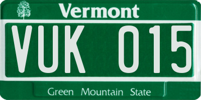 VT license plate VUK015