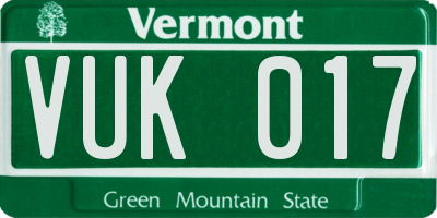 VT license plate VUK017