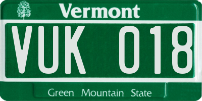 VT license plate VUK018