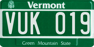 VT license plate VUK019