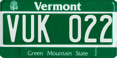 VT license plate VUK022