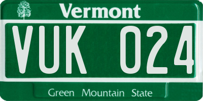 VT license plate VUK024