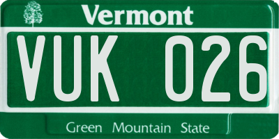 VT license plate VUK026