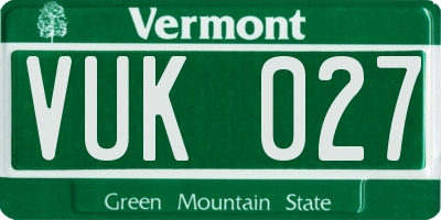 VT license plate VUK027