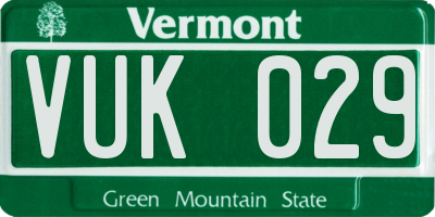 VT license plate VUK029