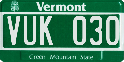 VT license plate VUK030