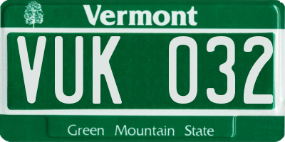VT license plate VUK032